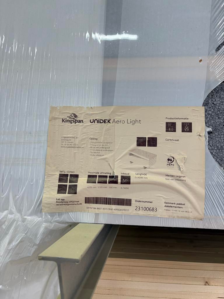 Unidek Aero Light Dakplaat 8 rc met gips onderkant 6 stuks, Dakplaat of Dakpanplaat, Kunststof, Overige kleuren, Nieuw