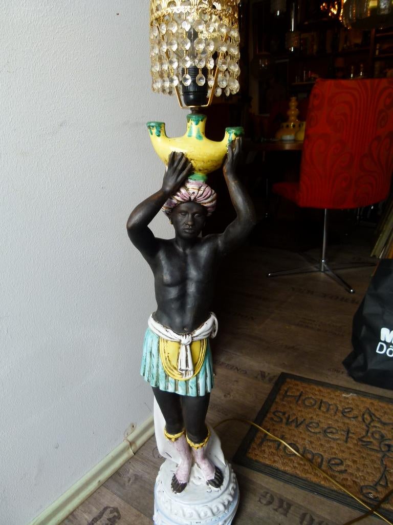 vintage - antieke Moorish vloerlamp Blackamoor, Overige materialen, Gebruikt, 100 tot 150 cm, Antiek