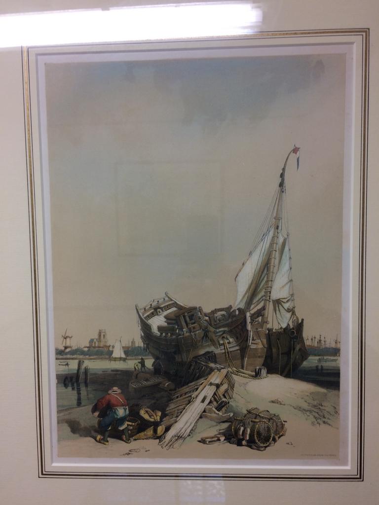Veerboot in Rotterdam anno 1870 ., Antiek en Kunst, Kunst | Etsen en Gravures, Ophalen