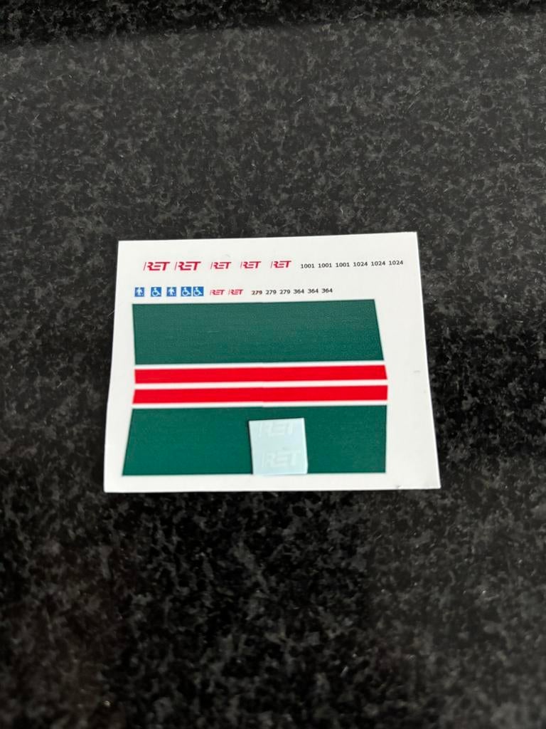 Decals transfer logo set RET Rotterdam groen ov bus 1:87 H0, Verzenden, Nieuw, Overige merken