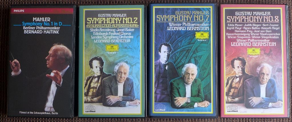 G. Mahler symf 1,2,7,8 VHS-Video Haitink(1)&Bernstein(2,7,8), Ophalen of Verzenden, Romantiek, Nieuw in verpakking, Orkest of Ballet