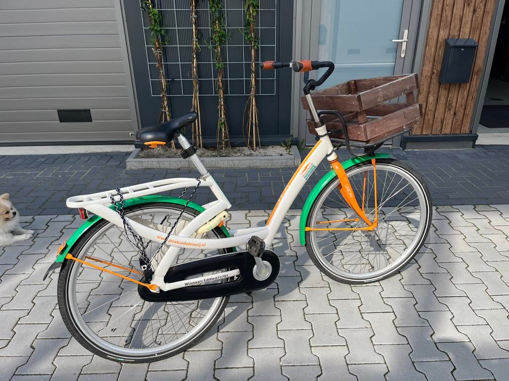 Postcodeloterij fiets met houten krat terugtraprem slot etc, Ophalen, Zo goed als nieuw, 80 kg of meer
