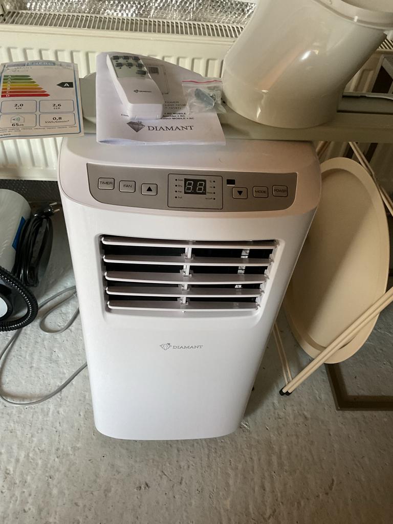 Diamant mobiele airco, Witgoed en Apparatuur, Airco's, Ophalen, Minder dan 60 m³, 3 snelheden of meer, Zo goed als nieuw
