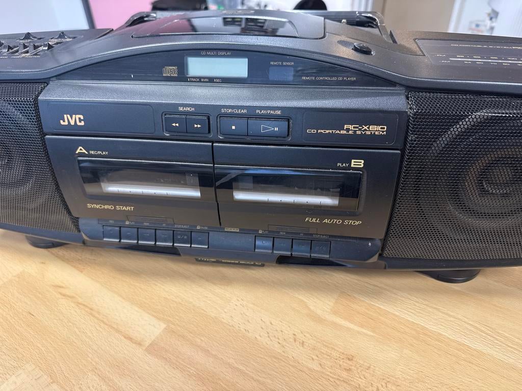 JVC RC-X610 Draagbare Radio CD Speler met Dubbel Cassettedec, Audio, Tv en Foto, Radio's, Ophalen of Verzenden, Gebruikt, Radio
