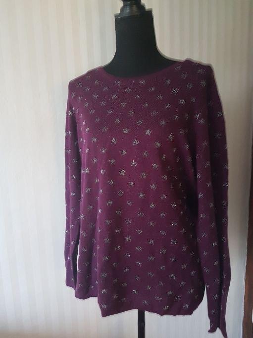 Nieuw. Canda C&A aubergine paarse sterren trui L 40 42, Maat 38/40 (M), Verzenden, Paars, Nieuw