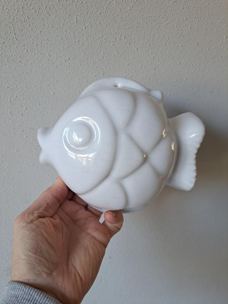 Vis Puddingvorm met krakelee, porselein 18.5x17x8cm, Ophalen of Verzenden