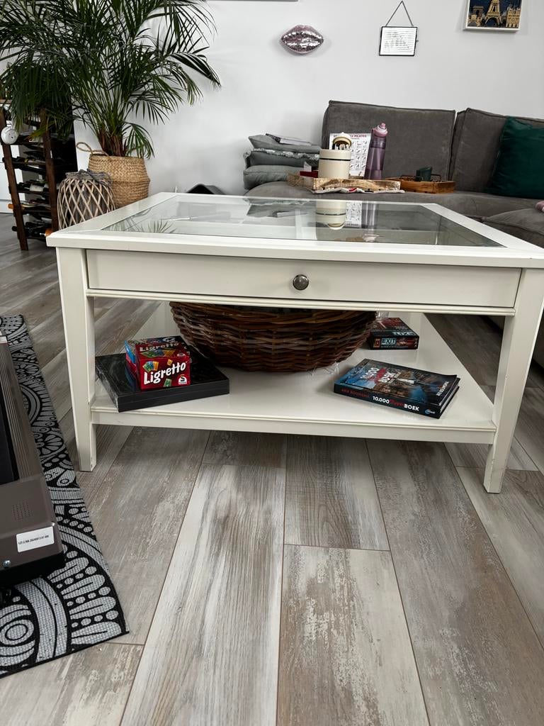 IKEA salontafel met glasplaat, Ophalen, Gebruikt, Vierkant, 50 tot 100 cm