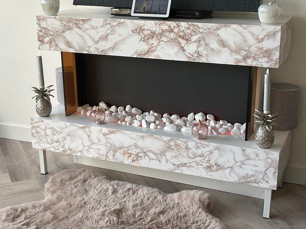 Moderne elektrische haard met marmerlook, Ophalen, Zo goed als nieuw, Vrijstaande haard, Elektrische haard