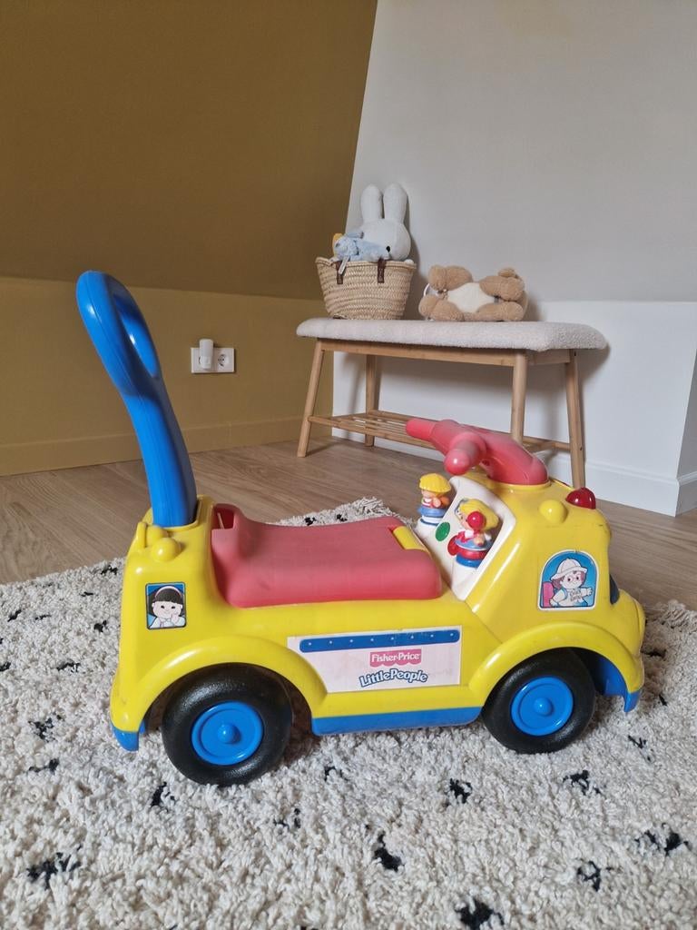 Fisher-Price Little People Loopauto Retro Geel, Kinderen en Baby's, Speelgoed | Speelgoedvoertuigen, Gebruikt, Ophalen of Verzenden