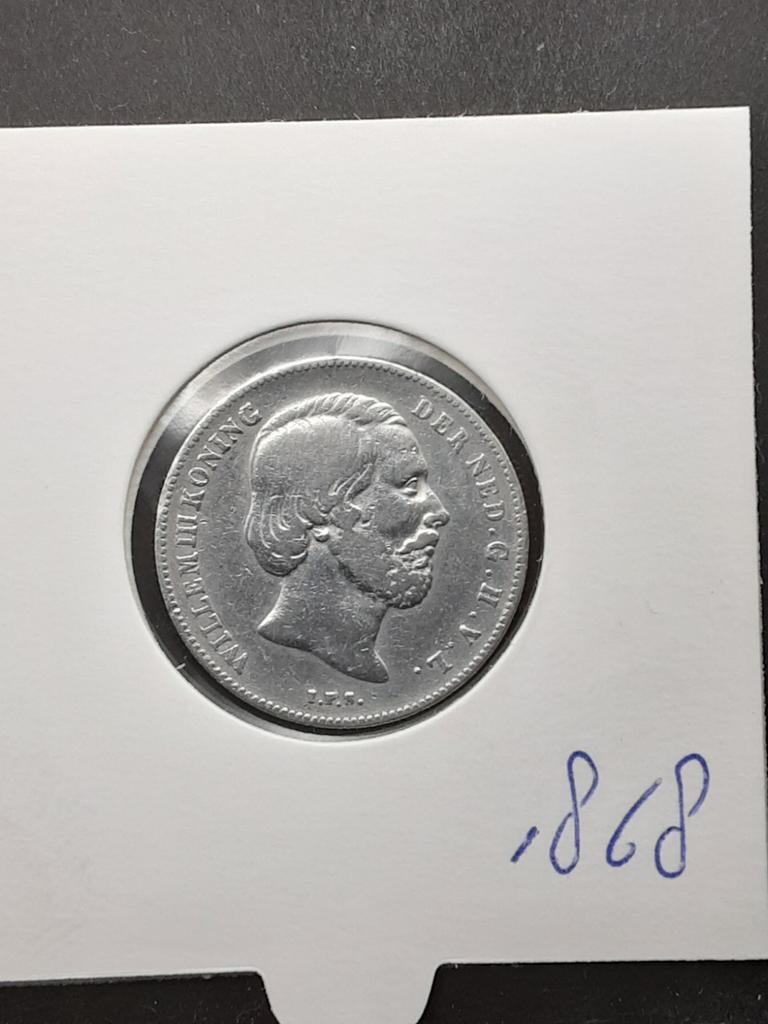 Halve gulden 1868 koning Willem III, ½ gulden, Koning Willem III, Zilver, Ophalen of Verzenden