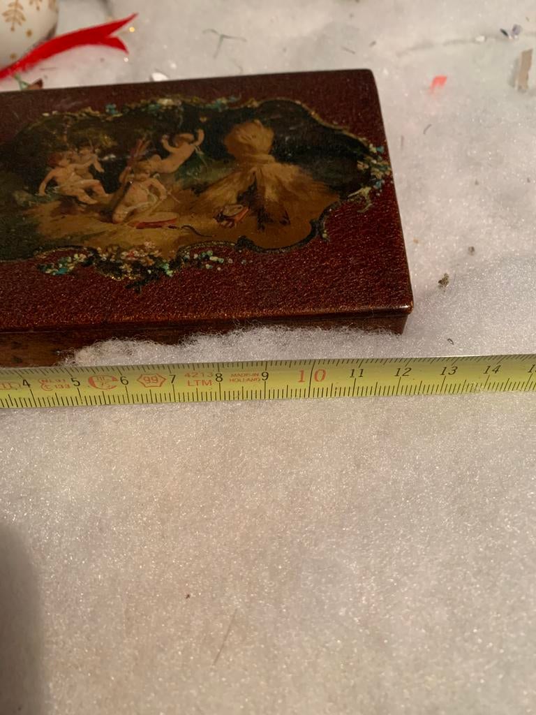 Antiek Engels Naaidoosje/Snuffdoosje met Cherubijntjes, Ophalen of Verzenden