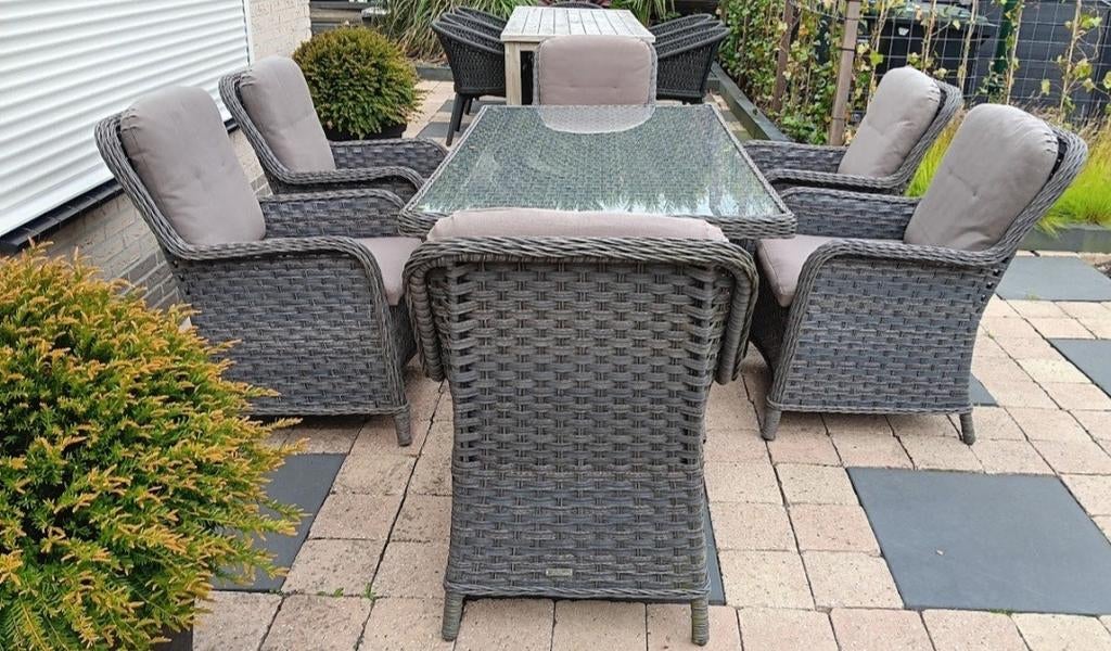 Royale 6 persoons tuinset, Ophalen, Gebruikt, 6 zitplaatsen, Wicker