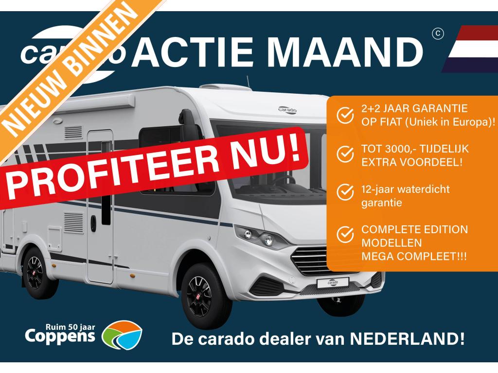 Carado I449 AUTOMAAT + ACTIEPRIJS, Caravans en Kamperen, Campers, Chemisch toilet, Standaard zit, Ringverwarming, Fiat