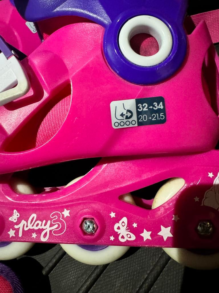 Zgan Roze skeelers met bescherming+helm, maat 32-34, Overige merken, Kinderen, Ophalen of Verzenden, Inline skates 4 wielen
