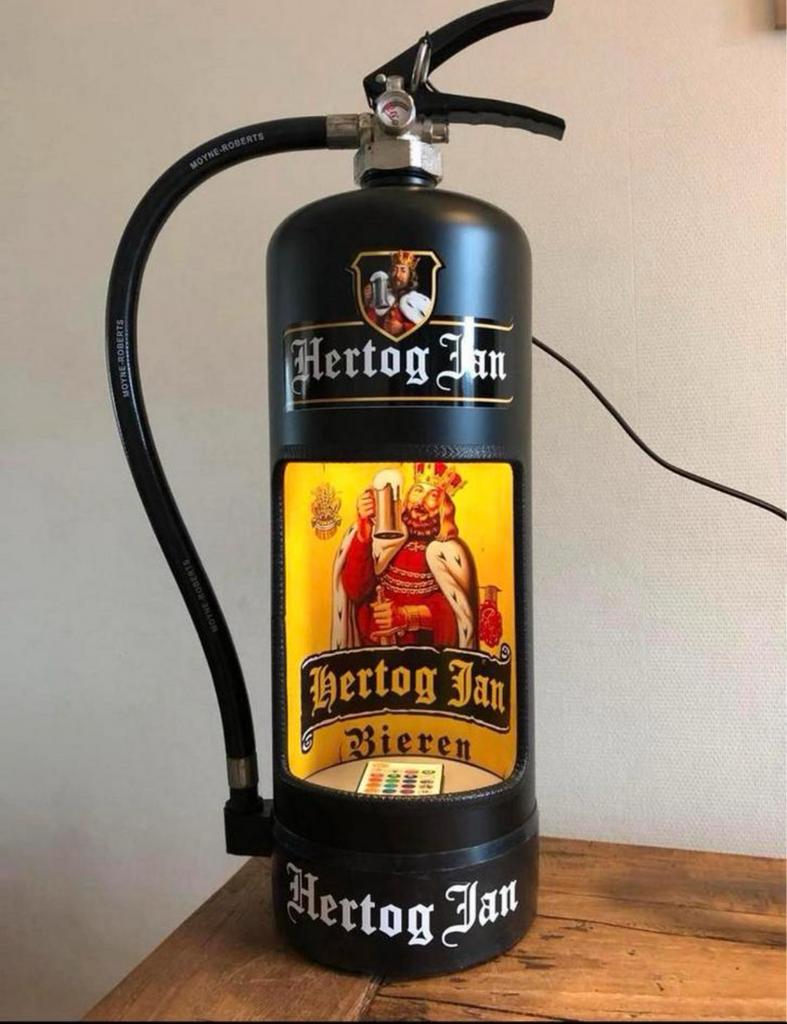 Hertog Jan brandblusser lamp, Ophalen of Verzenden, Zo goed als nieuw, Reclamebord, Plaat of Schild, Hertog Jan
