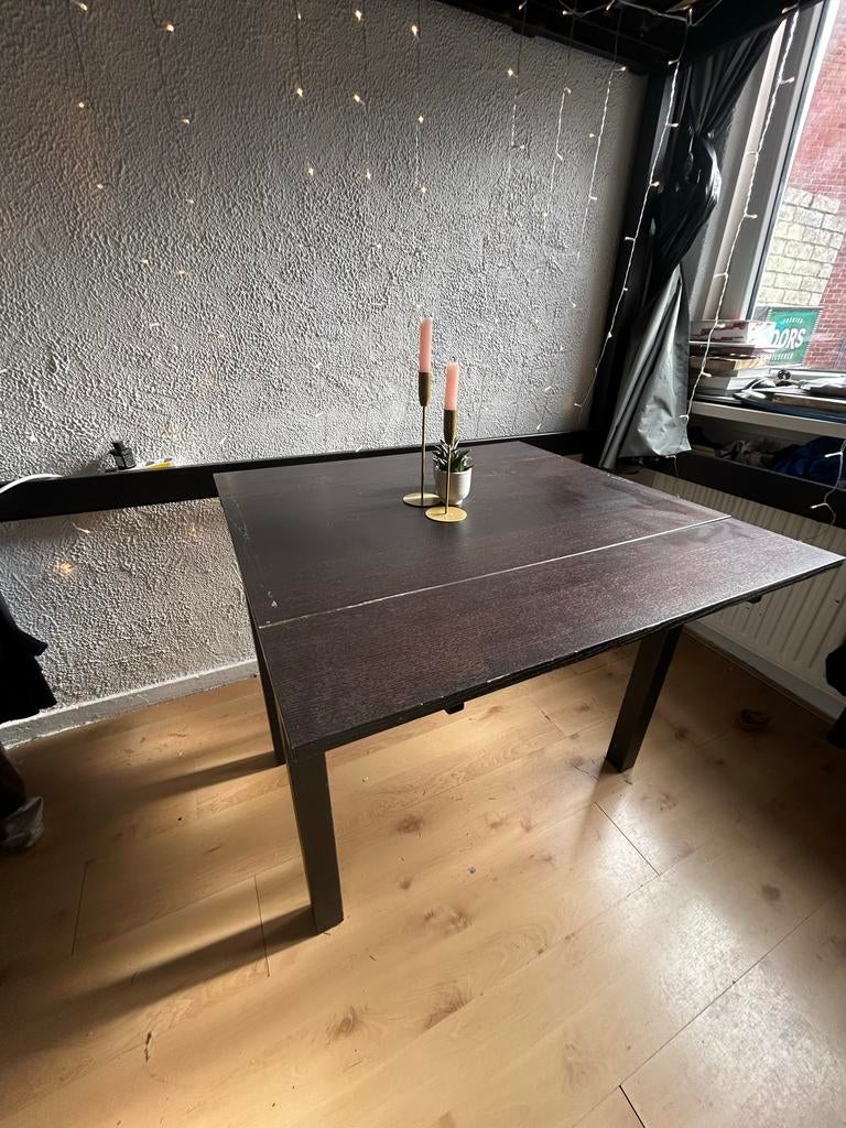 Zwarte inklapbare tafel, Gebruikt, 100 tot 150 cm, Vier personen, Rechthoekig