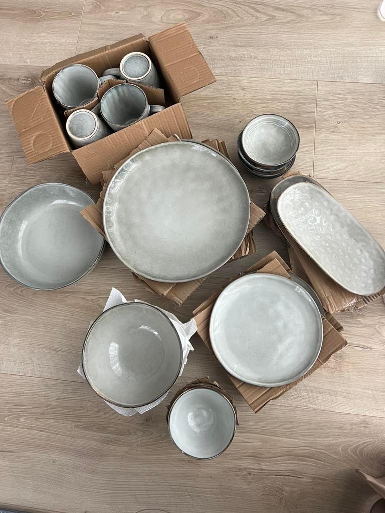 Xenos Toscane Grijs Servies, Huis en Inrichting, Ophalen of Verzenden, Zo goed als nieuw, Glas of Kopje