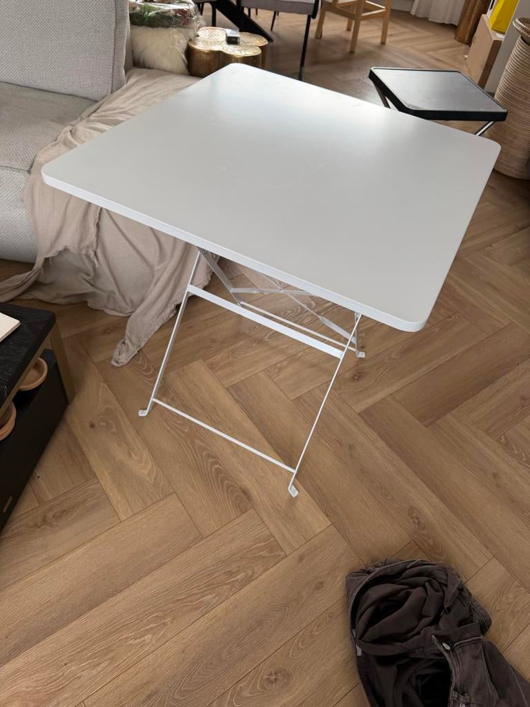 metalen tuintafel - Wit, nog in doos! 70x70, Ophalen of Verzenden, Nieuw, Rechthoekig, Metaal