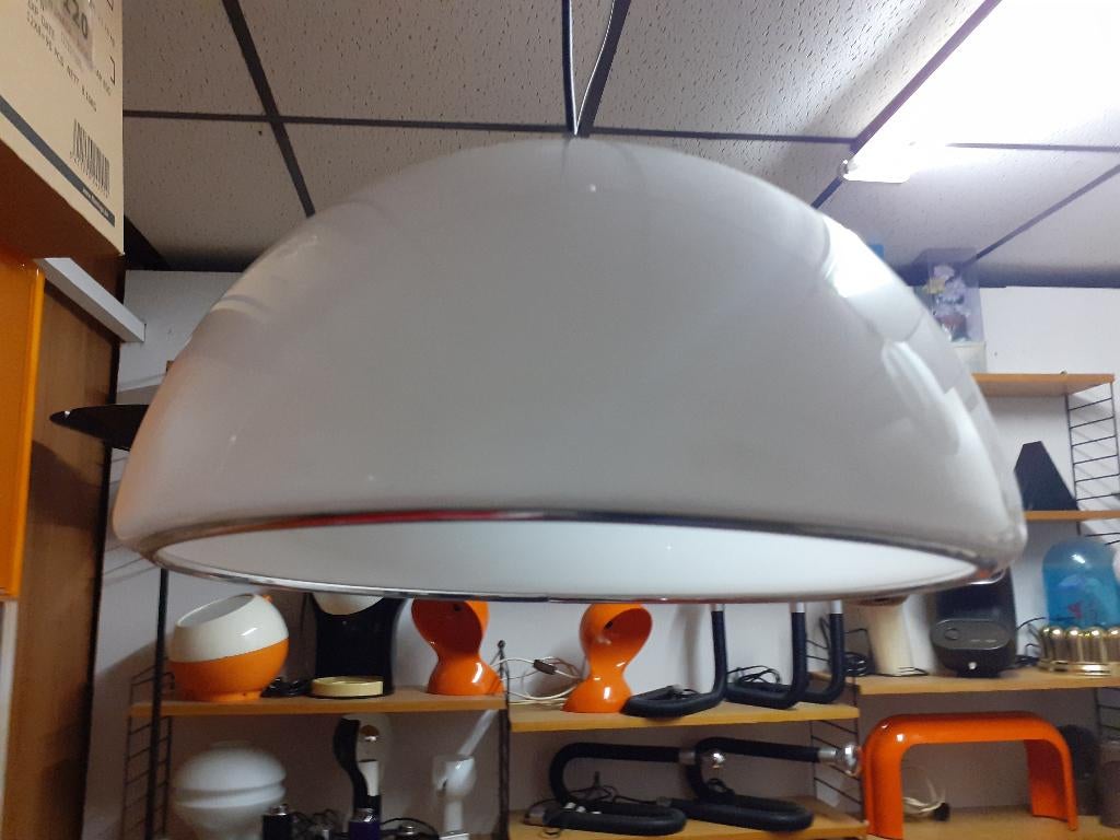 3 Guzzini space age design hanglampen jaren 70 retro 1970s, Huis en Inrichting, Lampen | Hanglampen, Guzzini, Kunststof, Gebruikt