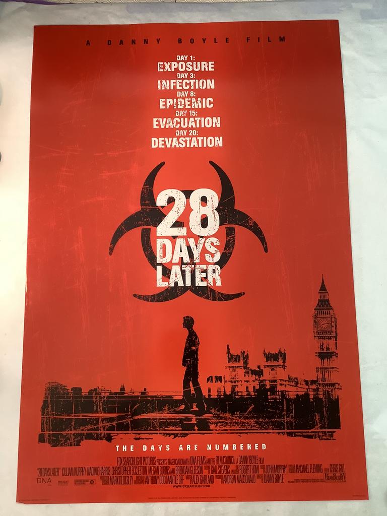 28 DAY'S LATER  USA FILMPOSTER   68-101 cm double sided, Ophalen of Verzenden, Zo goed als nieuw, A1 t/m A3, Film en Tv