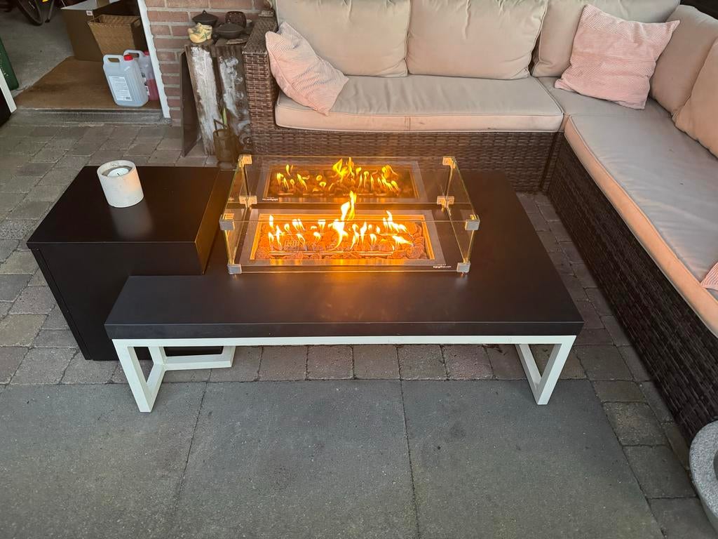 Stijlvolle loungetafel met ingebouwde brander, Ophalen, Zo goed als nieuw