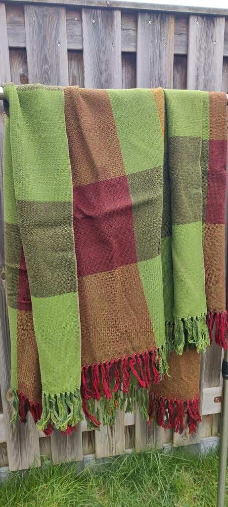 Hippe vintage sprei 160x120cm met franjes, Ophalen of Verzenden, Eenpersoons