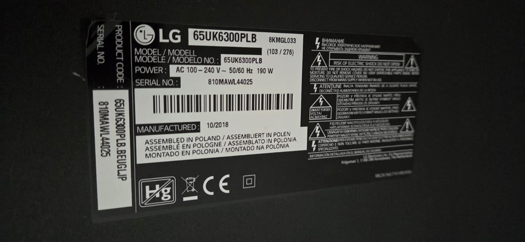 LG 65UK6300PLB 65 inch 4K Smart TV - Perfect voor Streaming, 50 Hz, Ophalen of Verzenden, 100 cm of meer, 4k (UHD)