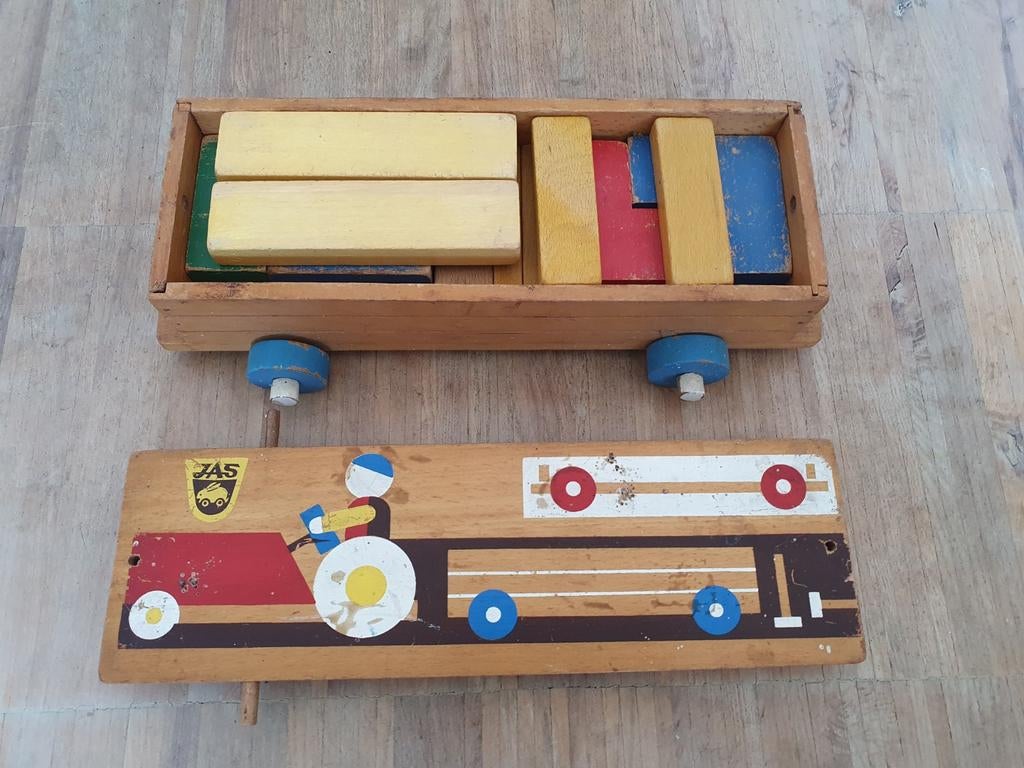 Vintage jaren 50 60 houten speelgoed merk jas, Ophalen