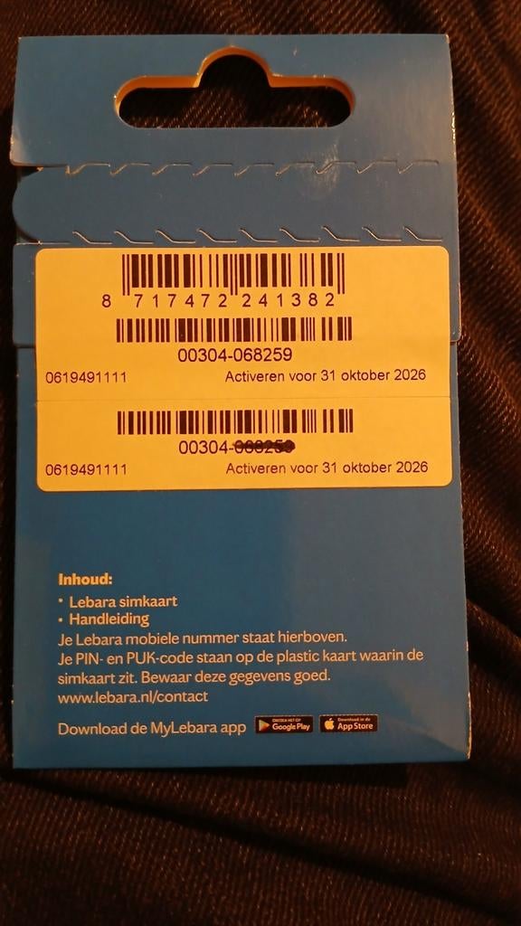 Lebara Simkaart 0619491111 top nummer Gratis Verzending!!, Verzenden, Nieuw, KPN, Simkaart