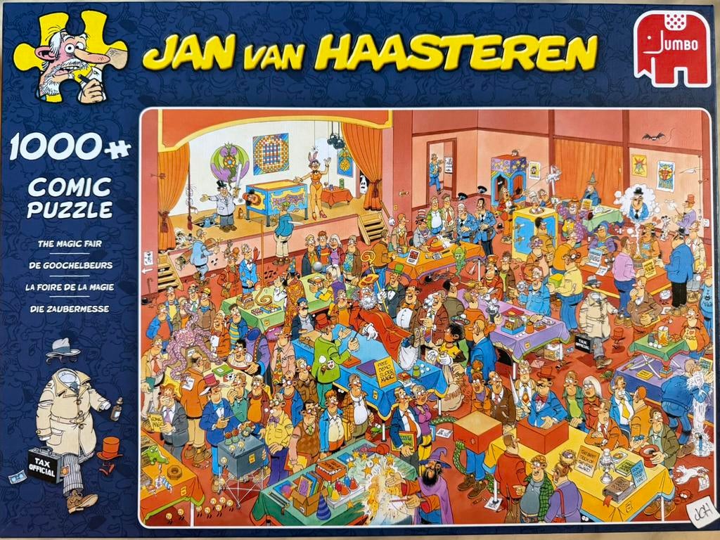 Jan van Haasteren puzzel 1000 stukjes “De Goochelbeurs”, Ophalen of Verzenden, 500 t/m 1500 stukjes, Zo goed als nieuw