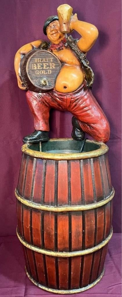 Byzondere 44” Draft Beer Gold Barrel Pub Man 110cm hoog, Tuin en Terras, Ophalen, Gebruikt