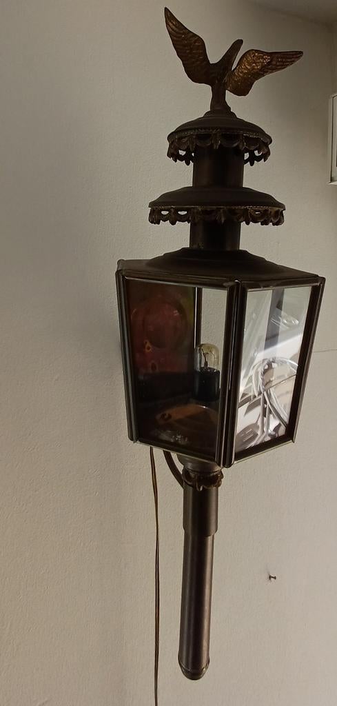 Antieke lantaarn met adelaar, messing, decoratief, Ophalen