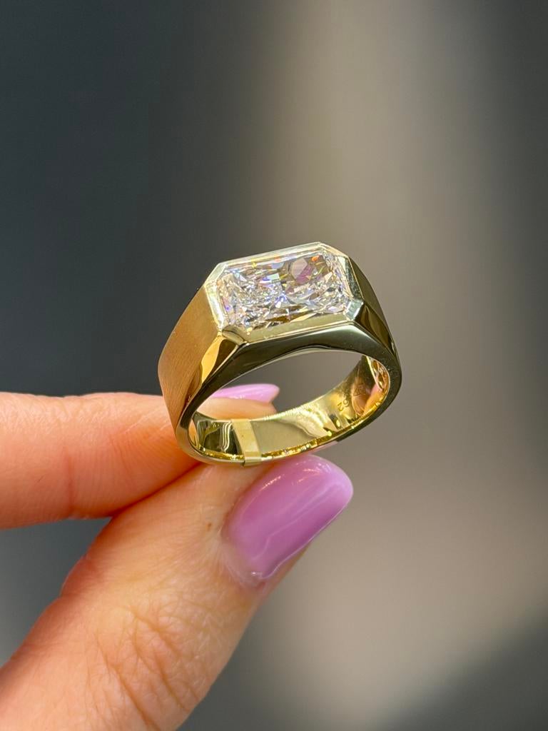 14KT Goud - Herenring - 4ct Labdiamant - 8.1 Gram-Mannenring