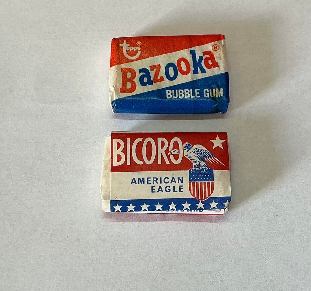 2 oude gesloten pakjes kauwgom bazooka en bicoro jr 60, Ophalen of Verzenden, Gebruikt, Verpakking