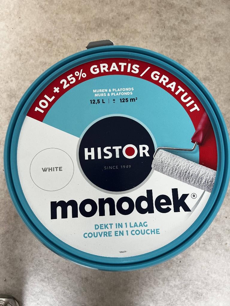 Histor Monodek muurverf wit 10 liter, Ophalen, Gebruikt, Wit, Verf