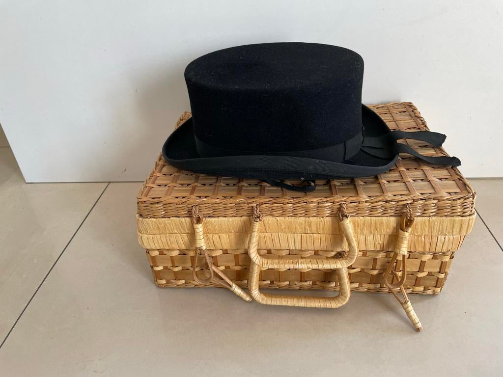 Zwarte hoge hoed, Ophalen of Verzenden, Gedragen, 56 of 57 cm (M, 7 of 7⅛ inch), Hoed