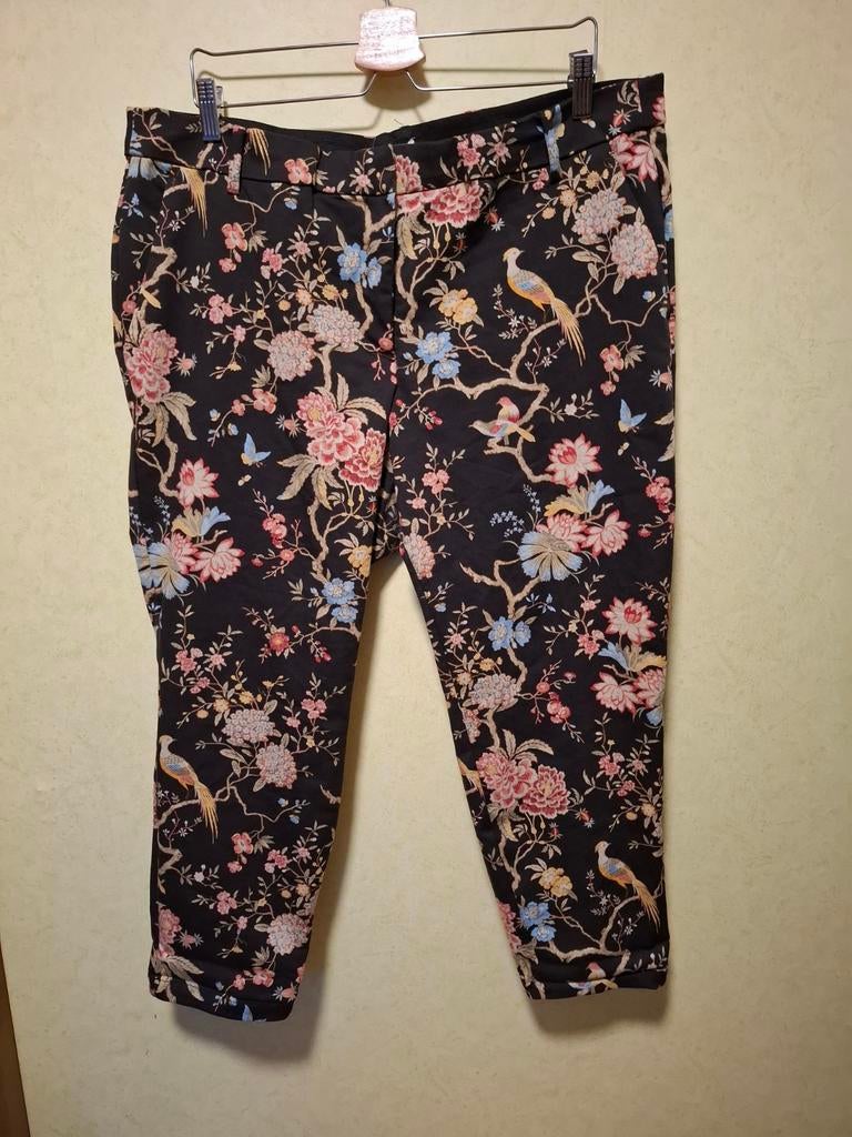 H&M x GP & J Baker bloemen-capri maat 52, H&M, Zwart, Maat 46/48 (XL) of groter, Ophalen of Verzenden