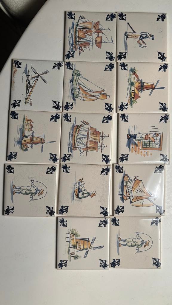 KLM Business Class Tegeltjes - Set van 13, Antiek en Kunst, Antiek | Wandborden en Tegels, Ophalen of Verzenden