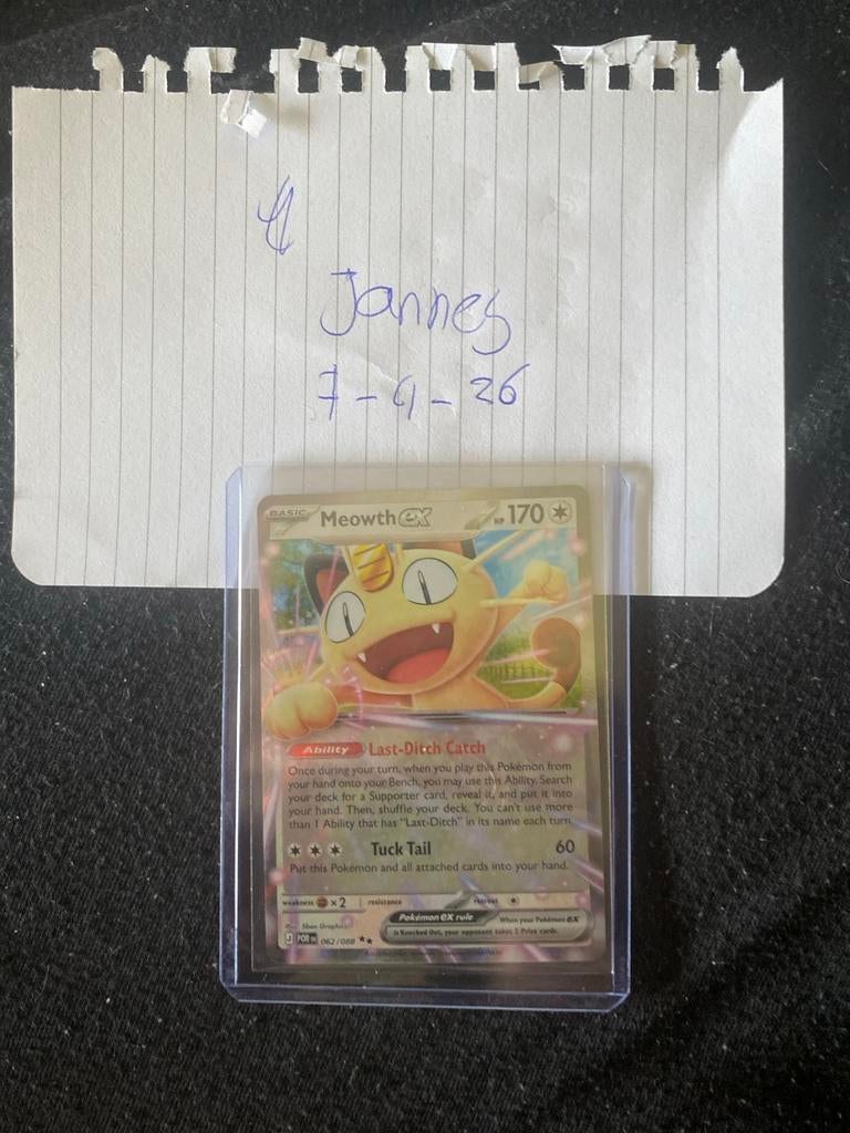 Meowth ex 062/088 Pokémon kaart, Ophalen of Verzenden, Zo goed als nieuw, Losse kaart, Foil