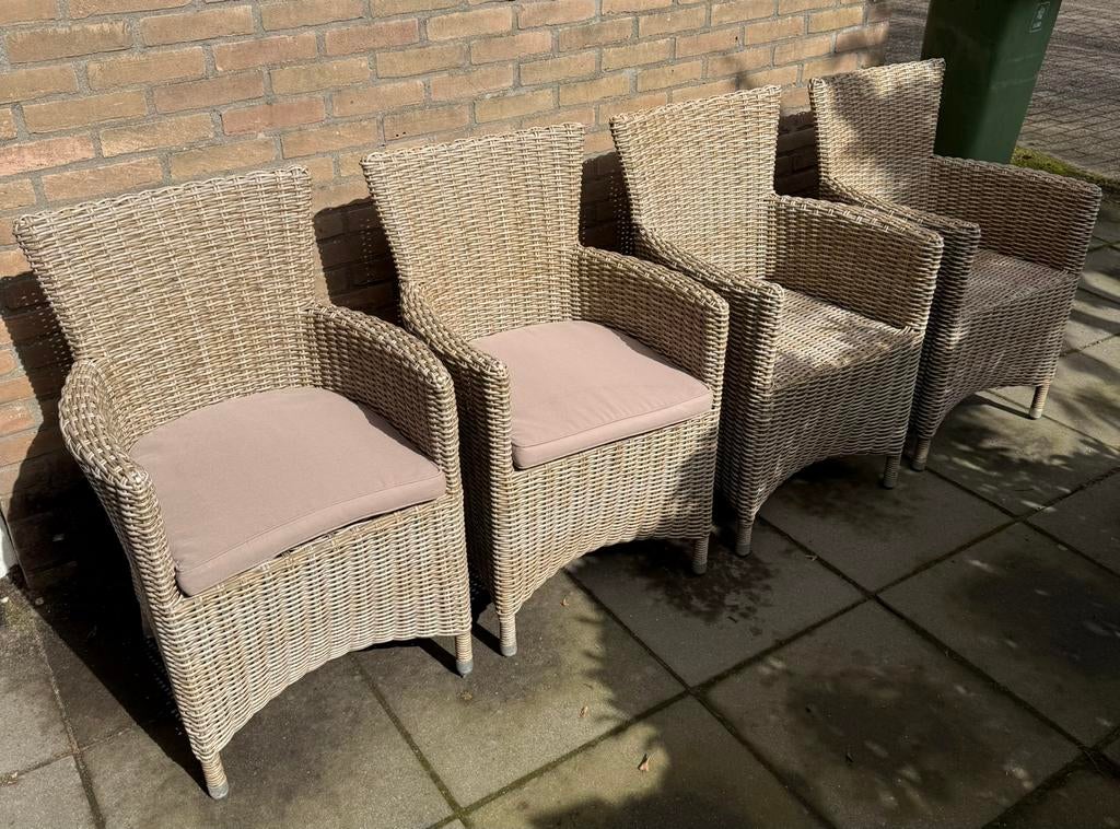 4x P&R Design Wicker Tuinstoelen, Ophalen, Zo goed als nieuw, Wicker
