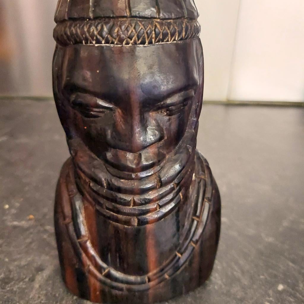 2 Nigeriaanse tribale bustebeelden, ebbenhout, Verzenden