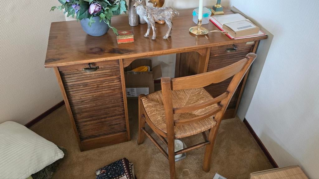 Antiek Hollands eiken bureautje met rolluiken (exclusief sto, Antiek en Kunst, Antiek | Meubels | Tafels, Ophalen