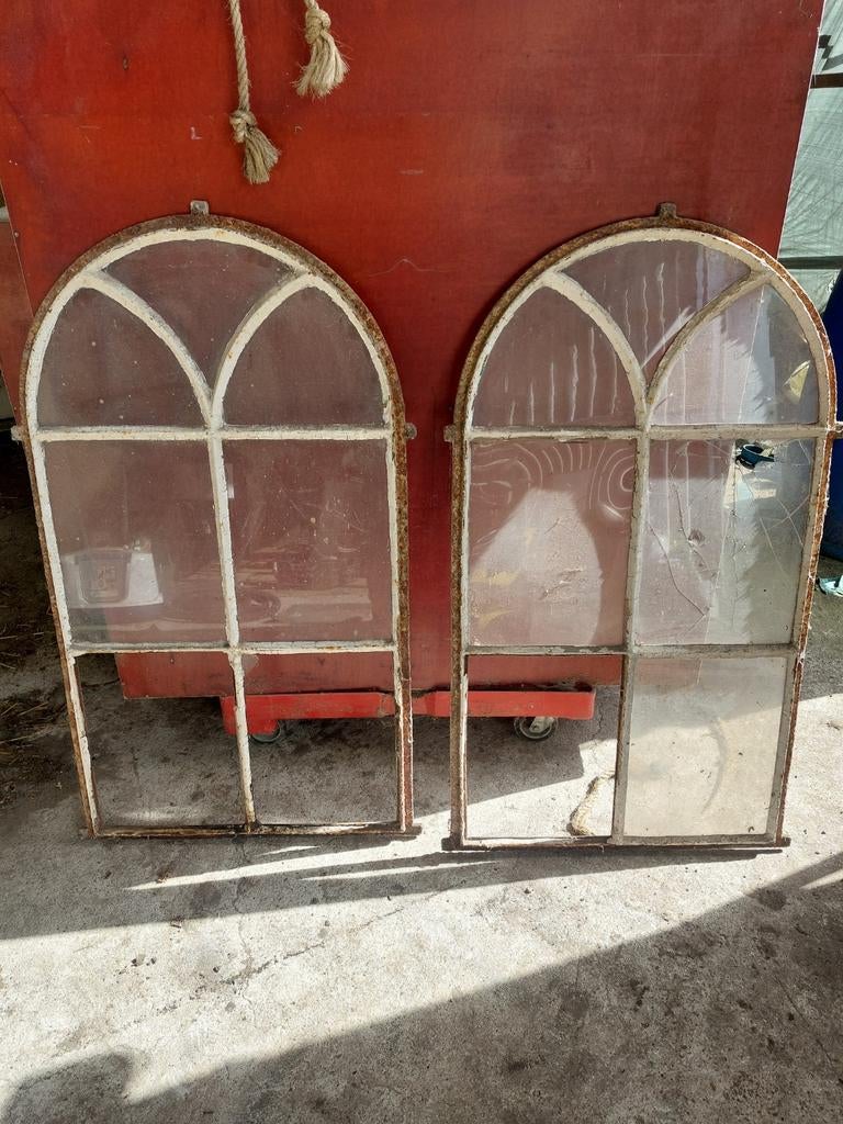 2 Gietijzeren Stalramen - 65x115cm - Authentiek, Doe-het-zelf en Verbouw, Glas en Ramen, Gebruikt, Gevelraam of Ruit, 80 tot 120 cm