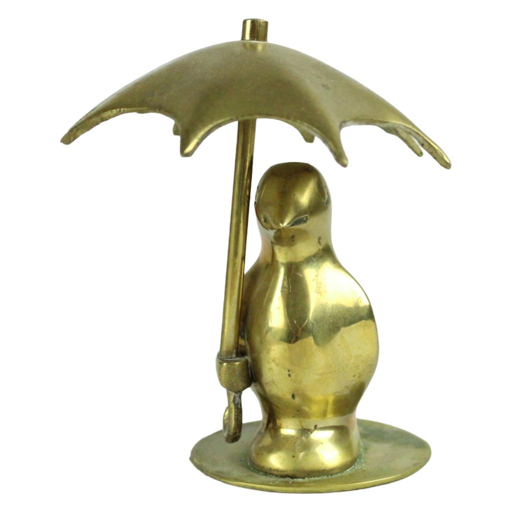 Set messing dier beeldjes met parasol – ca. 1960–1980, Ophalen of Verzenden