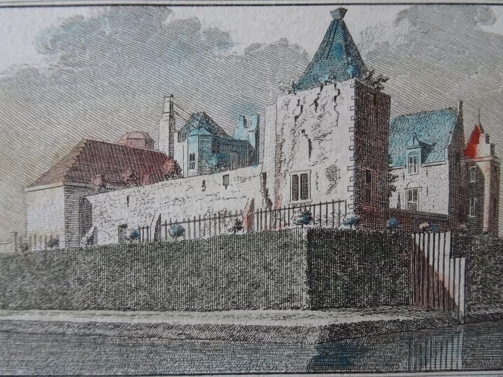 gravure kleur slot Purmerend twee kanten, Spilman, 1780, Verzenden