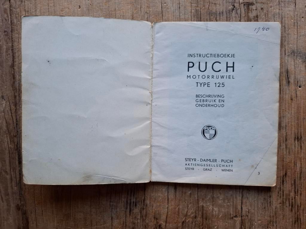 Puch Type 125 Instructieboekje - 1940, Ophalen of Verzenden