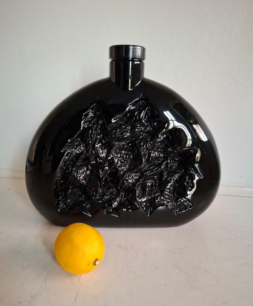 vintage fles mansau brutalist design  glas, Ophalen of Verzenden