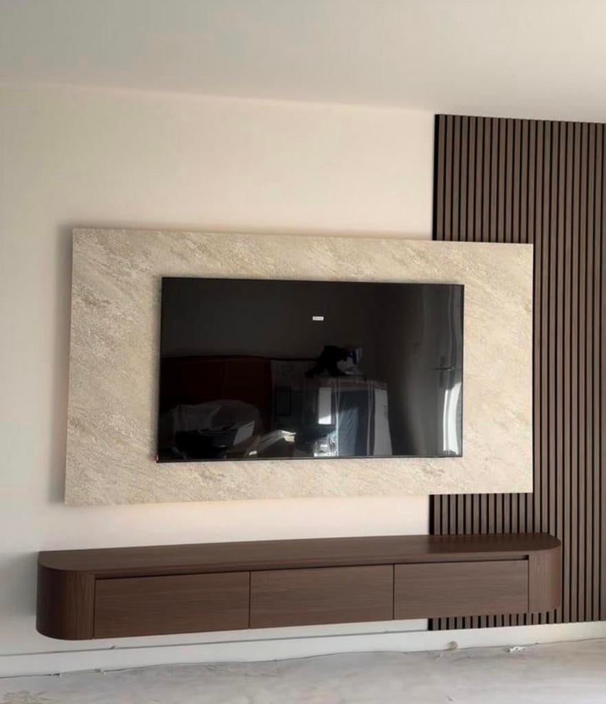 Vanaf €595! Cinewall deco paneel  japandi meubel lattenwand, Ophalen of Verzenden, Zo goed als nieuw, Vrijstaande haard, Elektrische haard