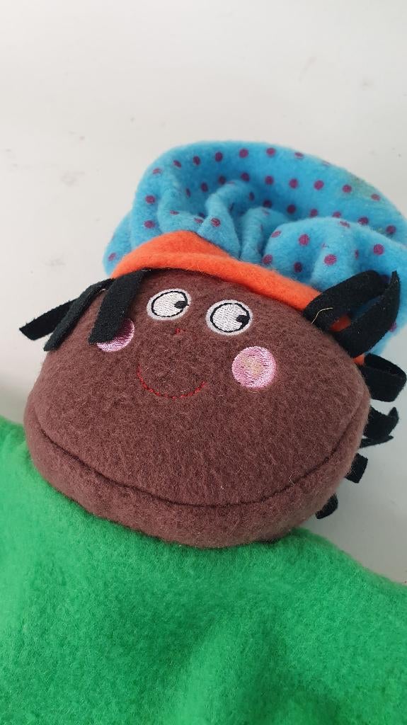 Zwarte Piet handpop, groen pakje, 28cm. 8B12, Tweedehands verkoop, Tweedehands verkoop, Gebruikt, Overige typen