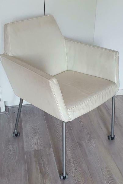 Bree New world wit leren stoel met wieltjes, Ophalen, Wit, Leer, Eén